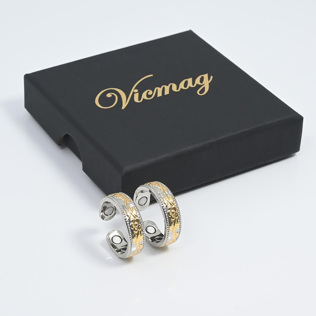 Vicmag Copper Magnetic Rings for Women 99.9% Copper Finger Ring Ultra Strength Magnet Copper Gift Adjustable