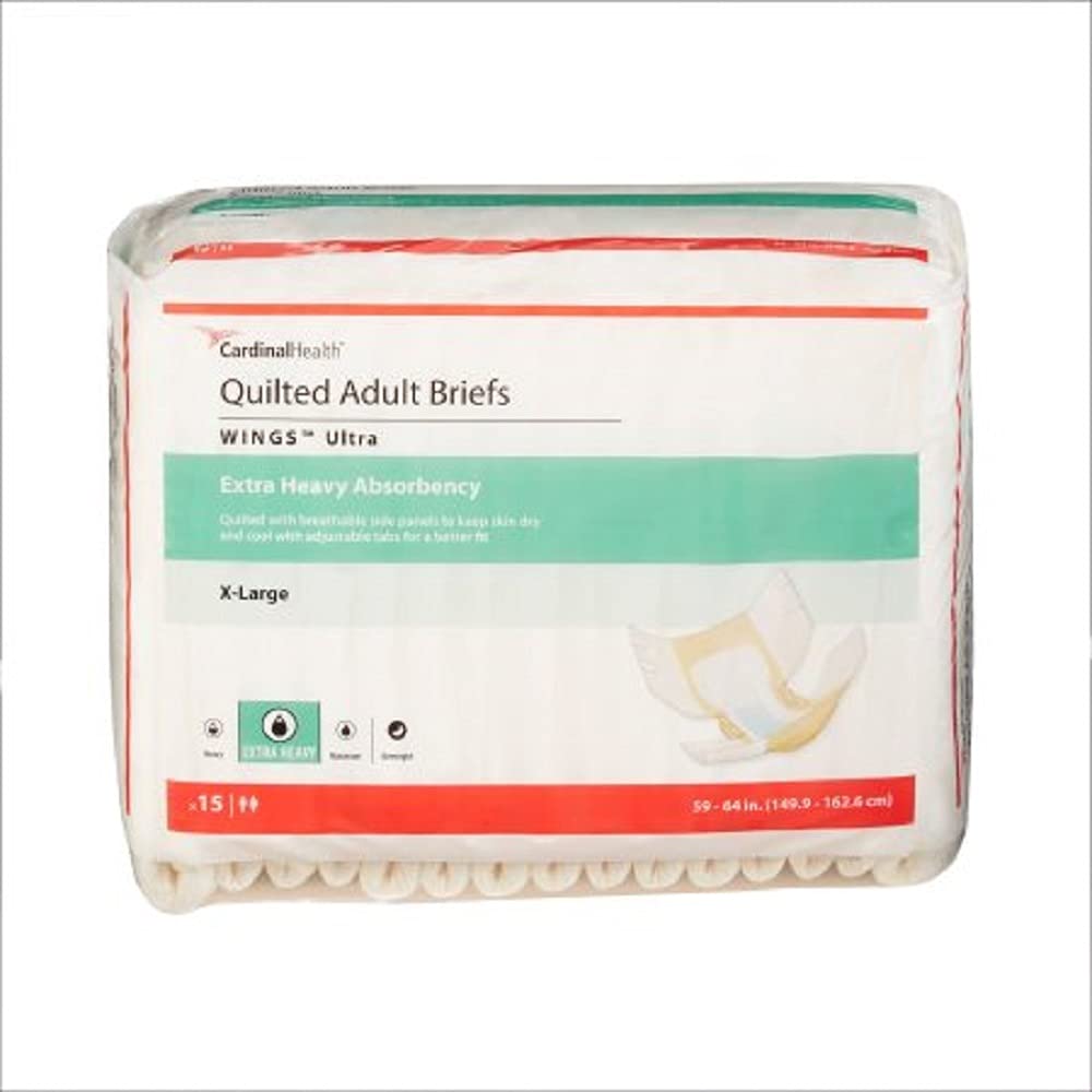 Cardinal Health Wings Ultra Quilted Adult Brief, Extra Heavy Absorbency, XL (59 to 64 Waist), Beige - Replaces Item #S 68685, 68