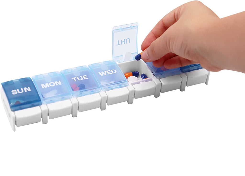 KMINA - Weekly Pill Organizer 1 Time a Day (Large), Boxes 7 Day, Container