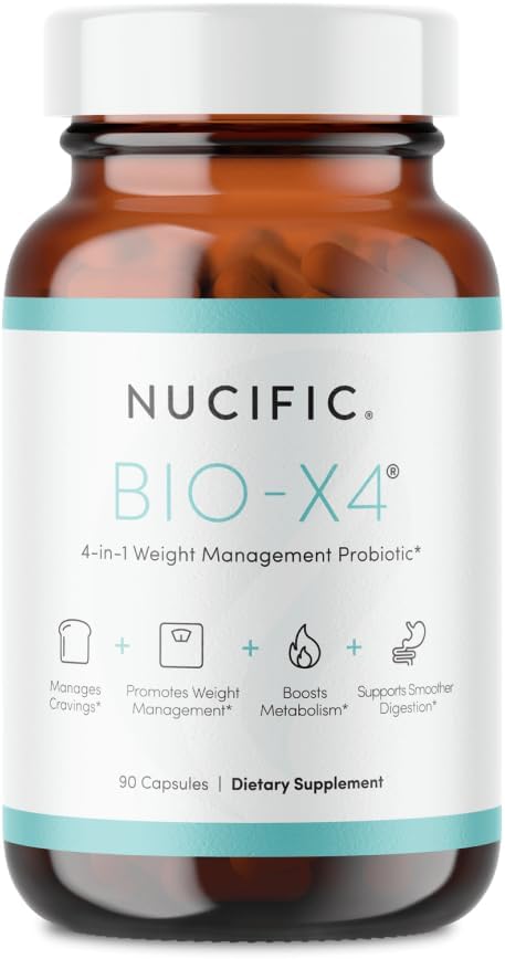 Nucific Bio-X4 4-in-1 Weight Management Probiotic – 90 Capsules | Daily Digestive & Wellness Support