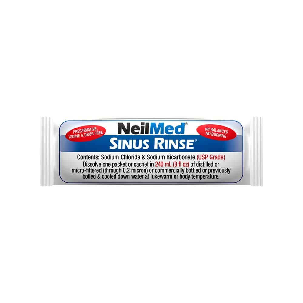 NeilMed Sinus Rinse Starter Kit with 5 Premixed Saline Packets - Large Volume Low Pressure Saline Nasal Irrigation & moisturizin