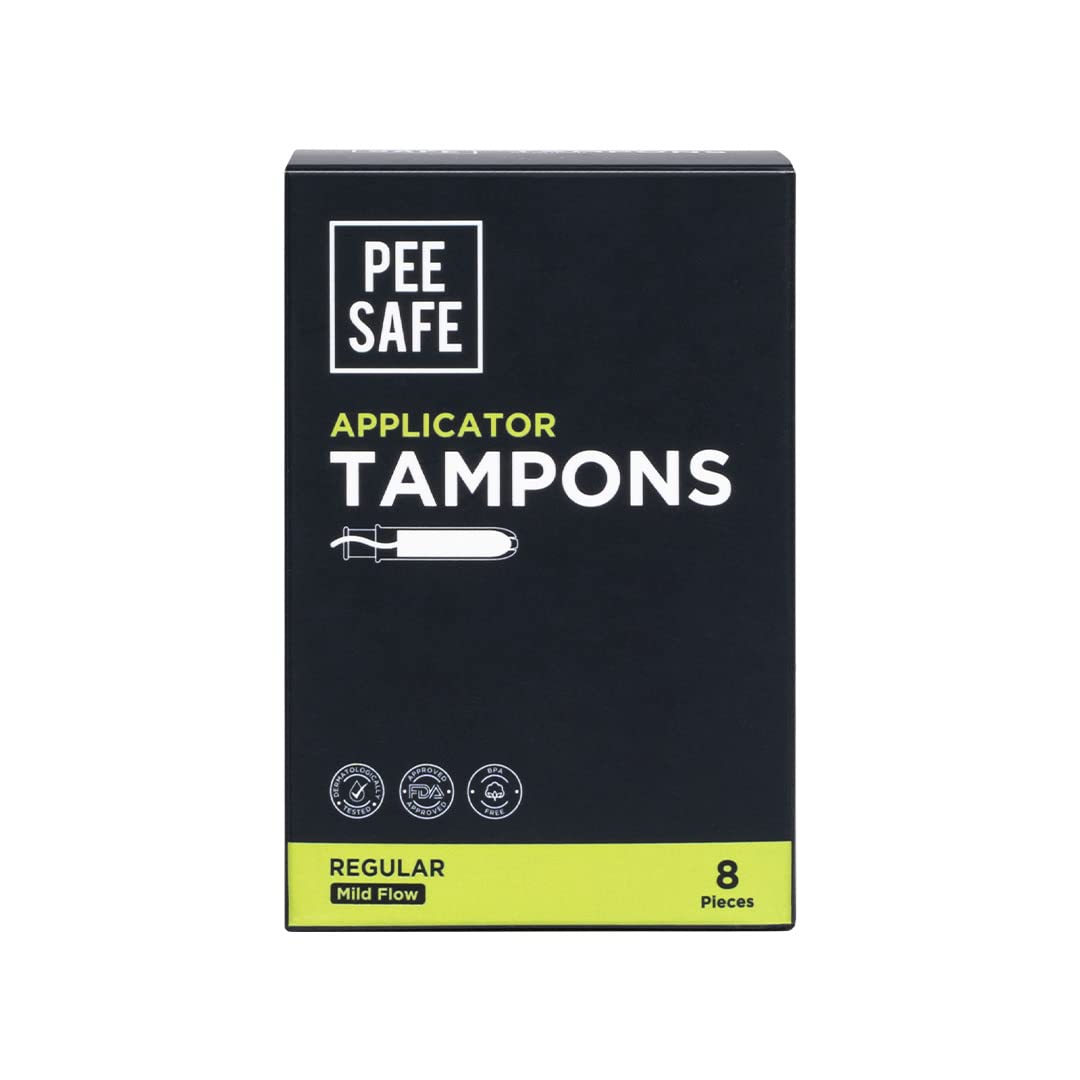 Pee Safe Applicator Tampons For Regular Flow 8 Pieces | Easy To Use | Leak Proof | Ultra Soft & Comfortable | Highly Absorbent |
