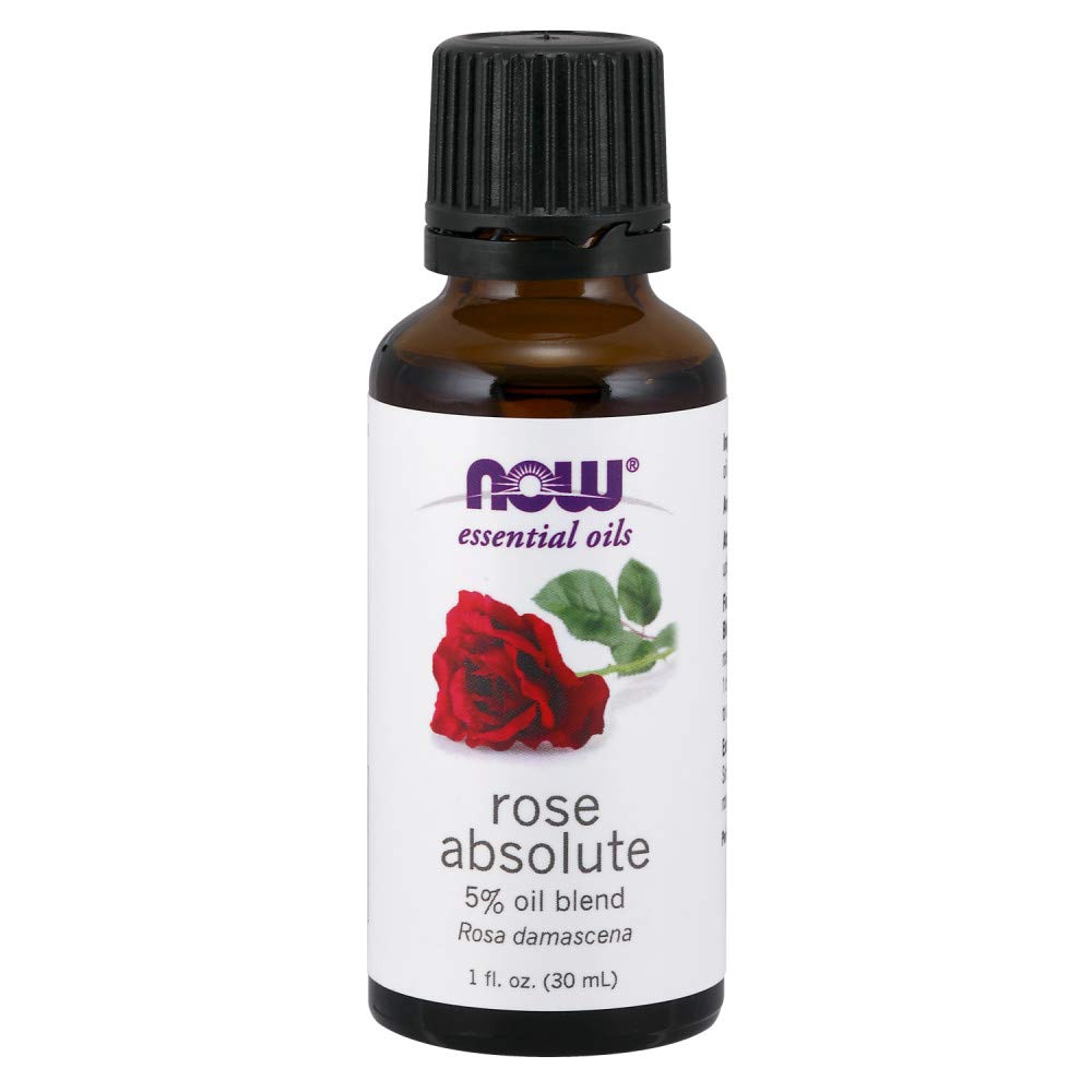 NOW Essential Oils, Rose Absolute, 5% Blend of Pure Rose Absolute Oil in Pure Jojoba Oil, Romantic Aromatherapy Scent, Vegan, Ch