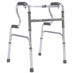 Dialdrcare Double Handle Aluminum Folding StepUp Walker For Adult Walking Mobility Aid For Senior Citizens (Grey)