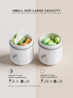 Mini Pill Box, 2-1 Compartments Pill Container with Silicone Lanyard, Daily Portable Pill Case for Pocket, Waterproof Travel Siz
