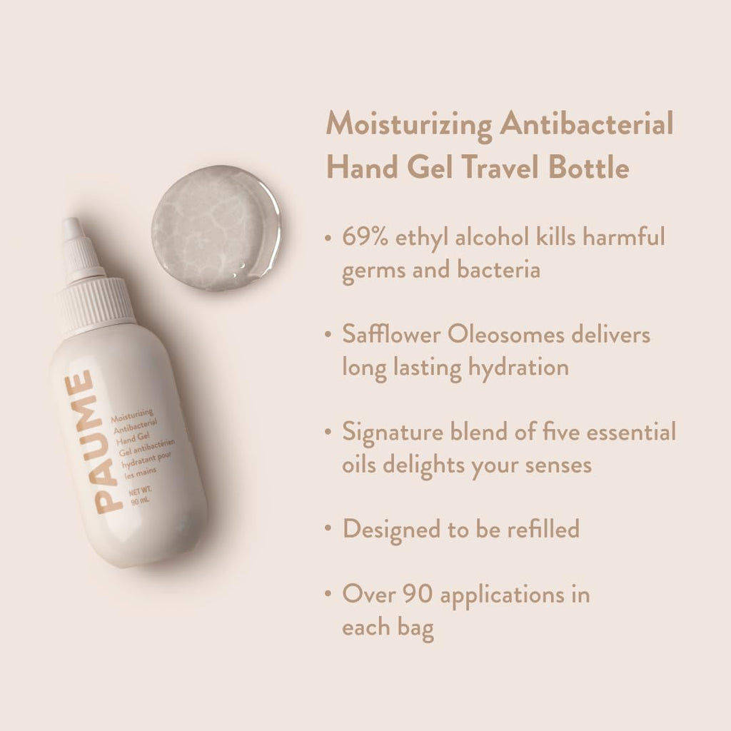 PAUME Moisturizing Antibacterial Hand Gel | 3 Fl Oz / 88 mL | Silicon & Paraben Free, No Artificial Fragrances & Vegan ASIN