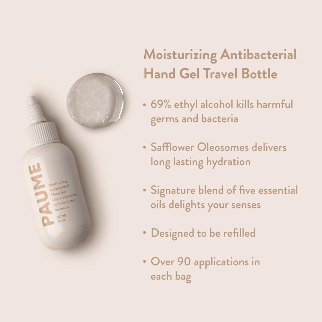 PAUME Moisturizing Antibacterial Hand Gel | 3 Fl Oz / 88 mL | Silicon & Paraben Free, No Artificial Fragrances & Vegan ASIN