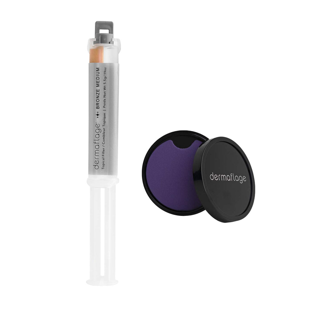 Dermaflage Scar Filler Kit - Bronze Medium - Deep Scar Cover and Waterproof Concealer for Acne Scars Wrinkles, and Ice Pick Scar