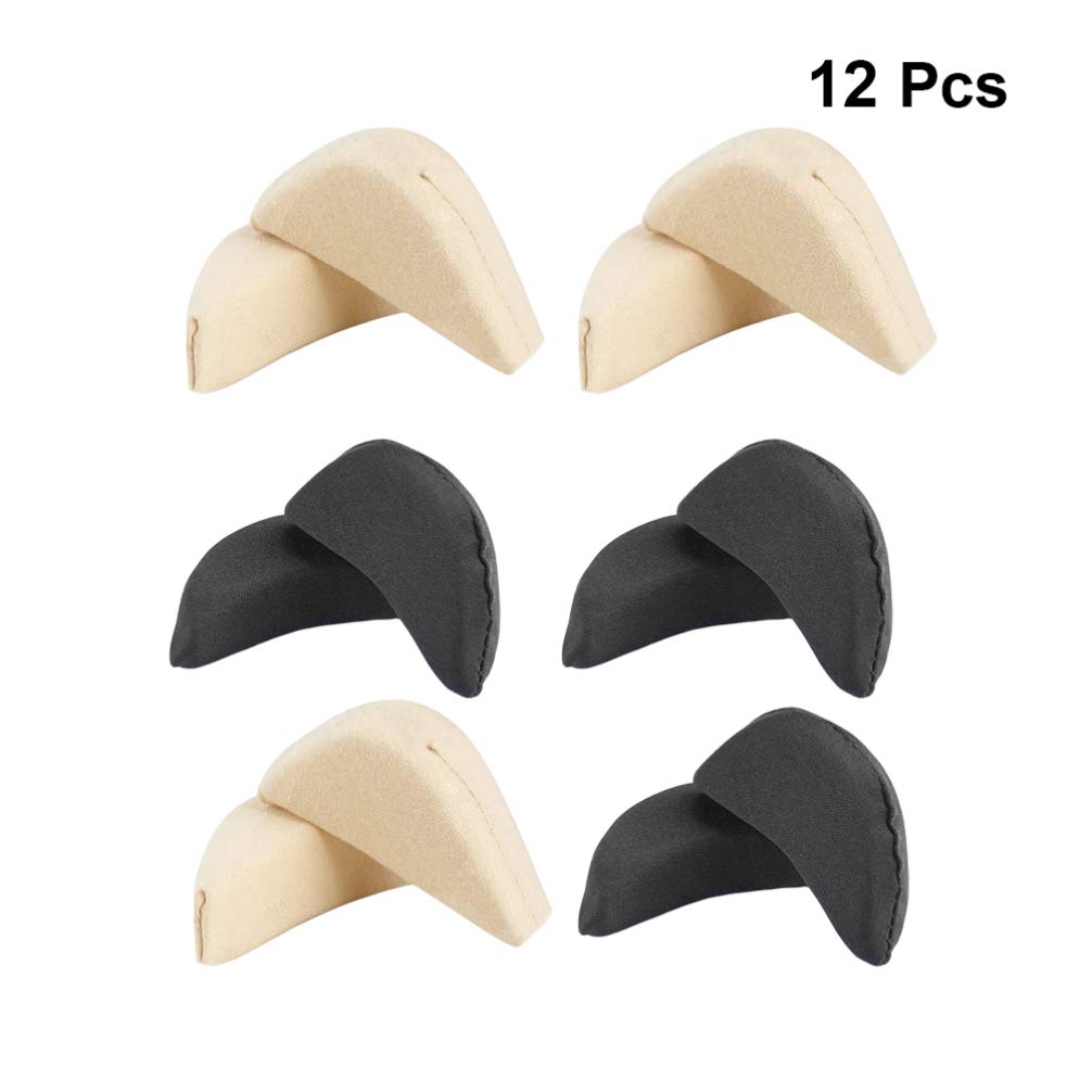 Toe Filler Inserts Shoe Filler for Shoes Too Sponge Half Insoles for Women Girls 6 Pairs (Skin Color Black)