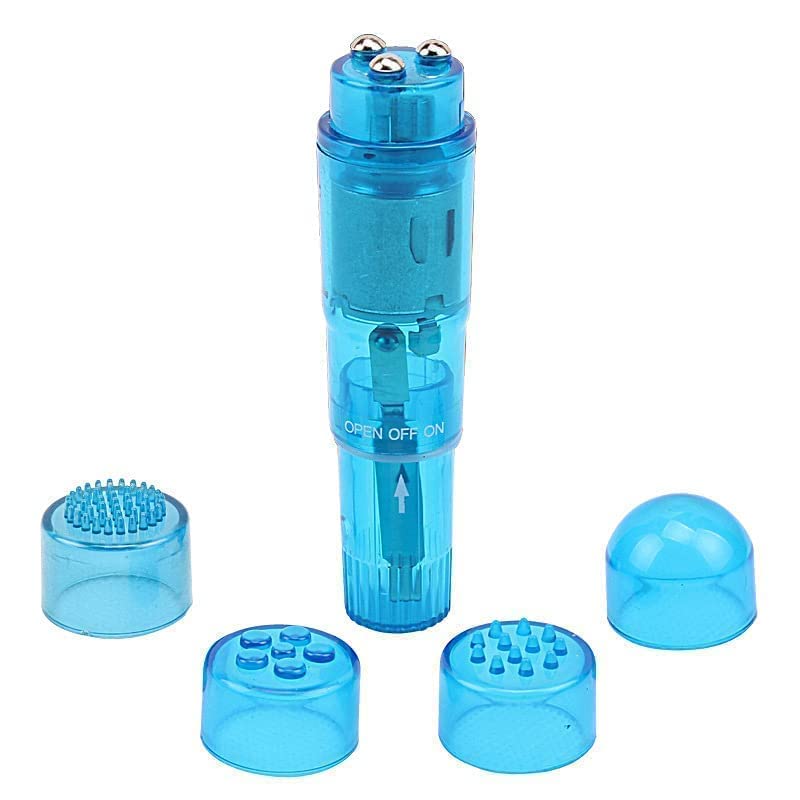 Finever Small Mini Vibrating Massager Handheld Portable Tool for Women with 4 Heads Pocket Pen for Face Neck Head Back and Shoul