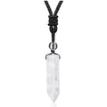 Top Plaza Clear Quartz Healing Crystal Stone Necklaces for Men Hexagonal Pendant Necklaces Adjustable Braided Rope Natural Gemst