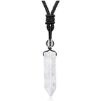 Top Plaza Clear Quartz Healing Crystal Stone Necklaces for Men Hexagonal Pendant Necklaces Adjustable Braided Rope Natural Gemst