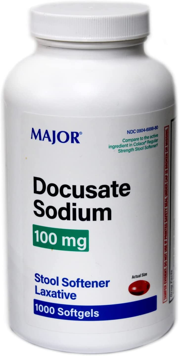 MAJOR Docusate Sodium 100 mg - Stool Softener Laxative Softgels for Occasional Constipation Relief - Stool Softeners for Women, 