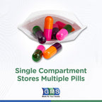 GMS Squeezable Pocket Pill Case - Small, Lightweight Pill Organizer Ideal for Travel - Holds Medicines Securely - Sturdy Design