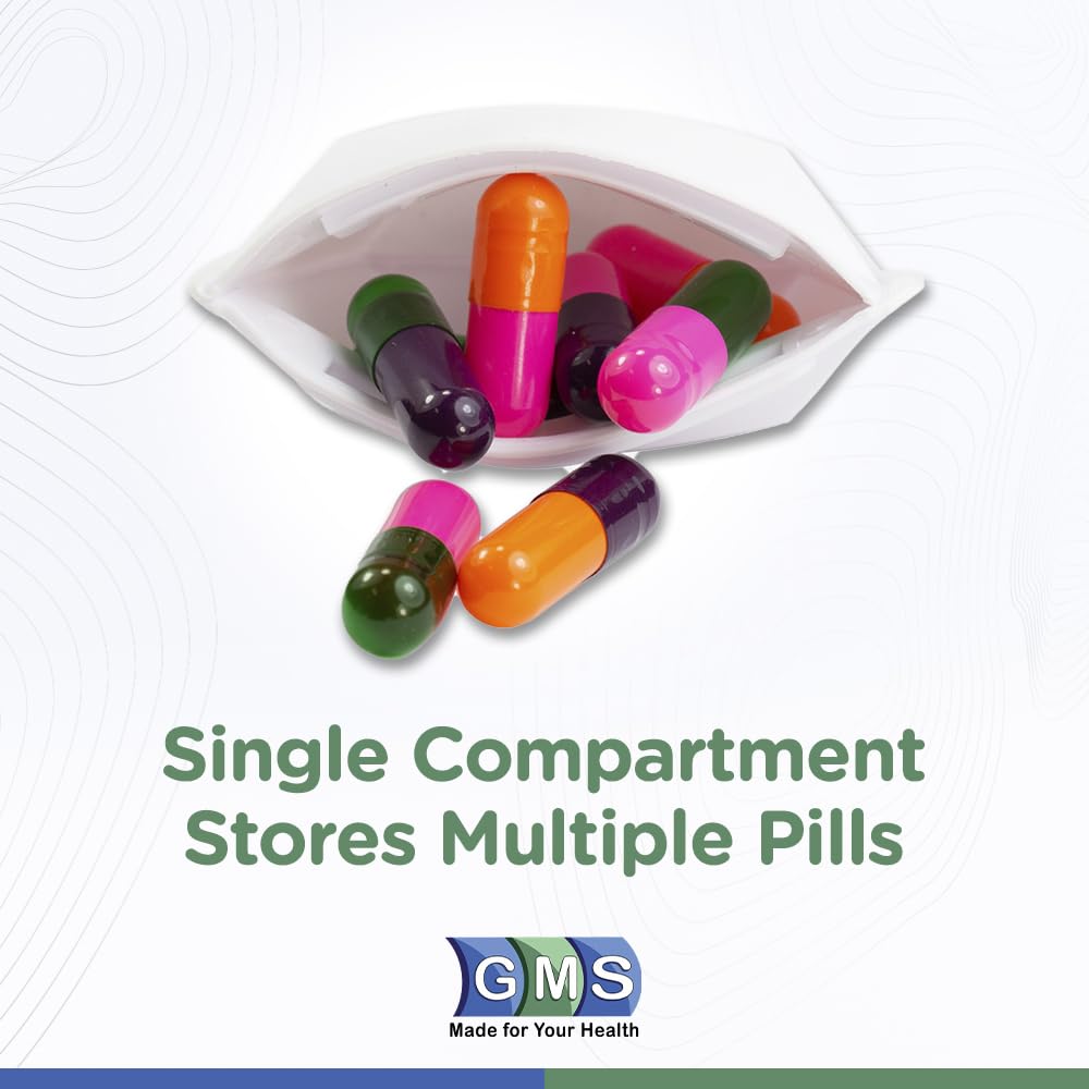 GMS Squeezable Pocket Pill Case - Small, Lightweight Pill Organizer Ideal for Travel - Holds Medicines Securely - Sturdy Design