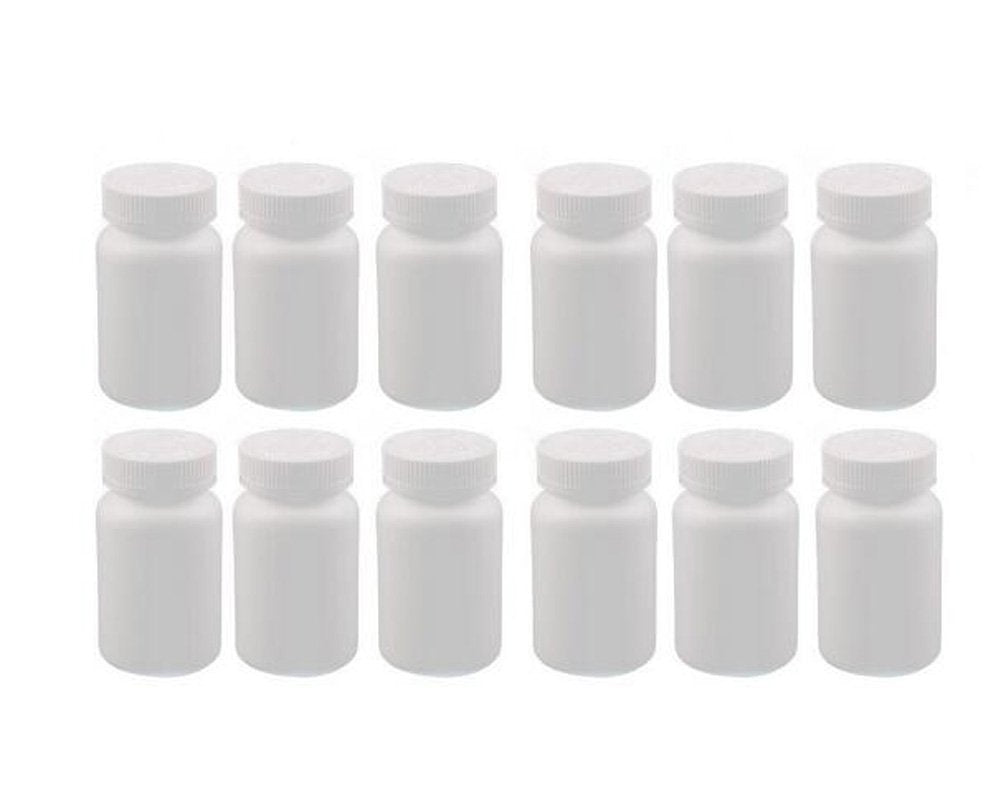 12PCS Plastic Round Container Bottles Storage Holder Dispenser Holder Organizer(White) (100ml)