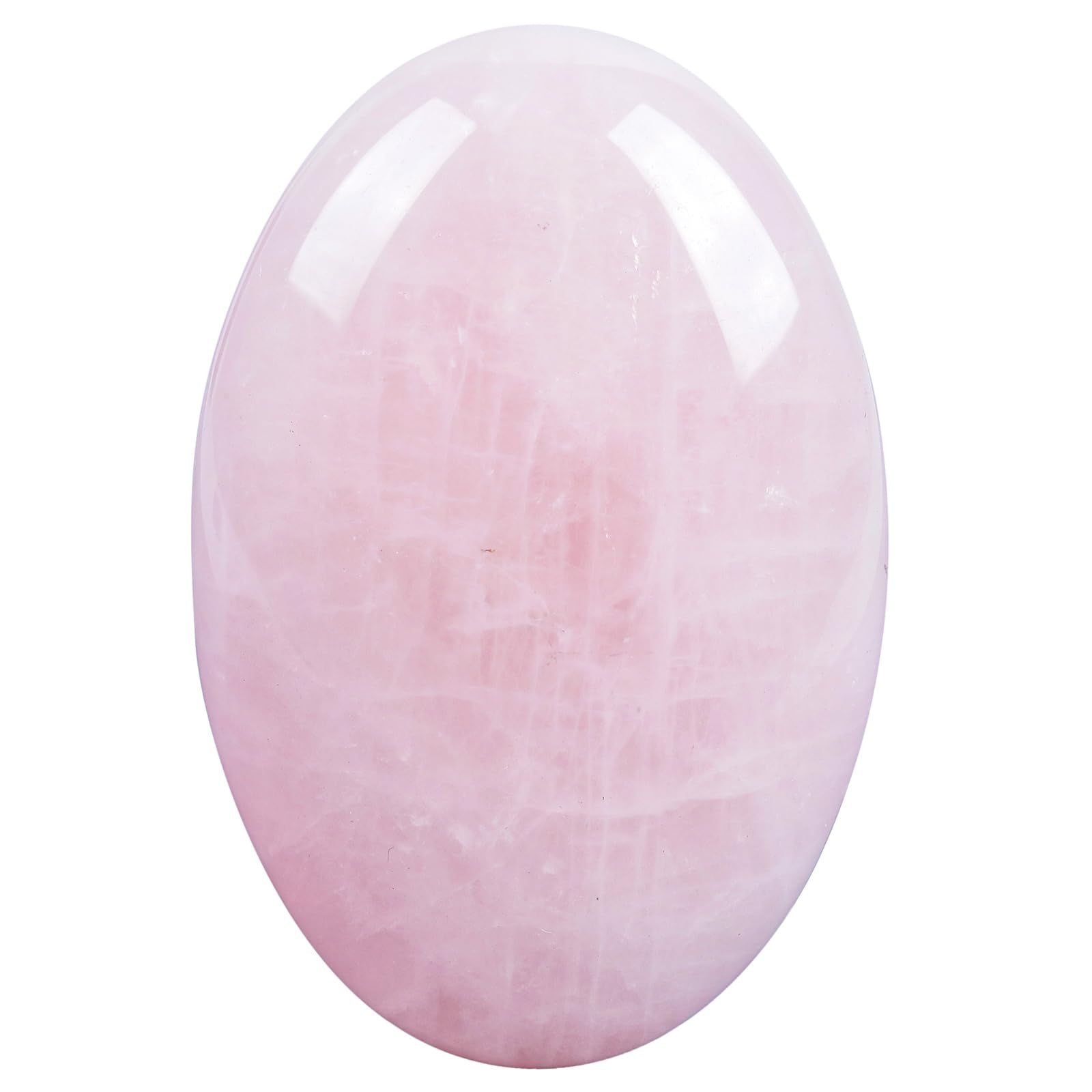 Loveliome Natural Rose Quartz Oval Polished Worry Stones, Healing Crystal Indoor Fountain Stones Massage Energy Anxiety Relief I
