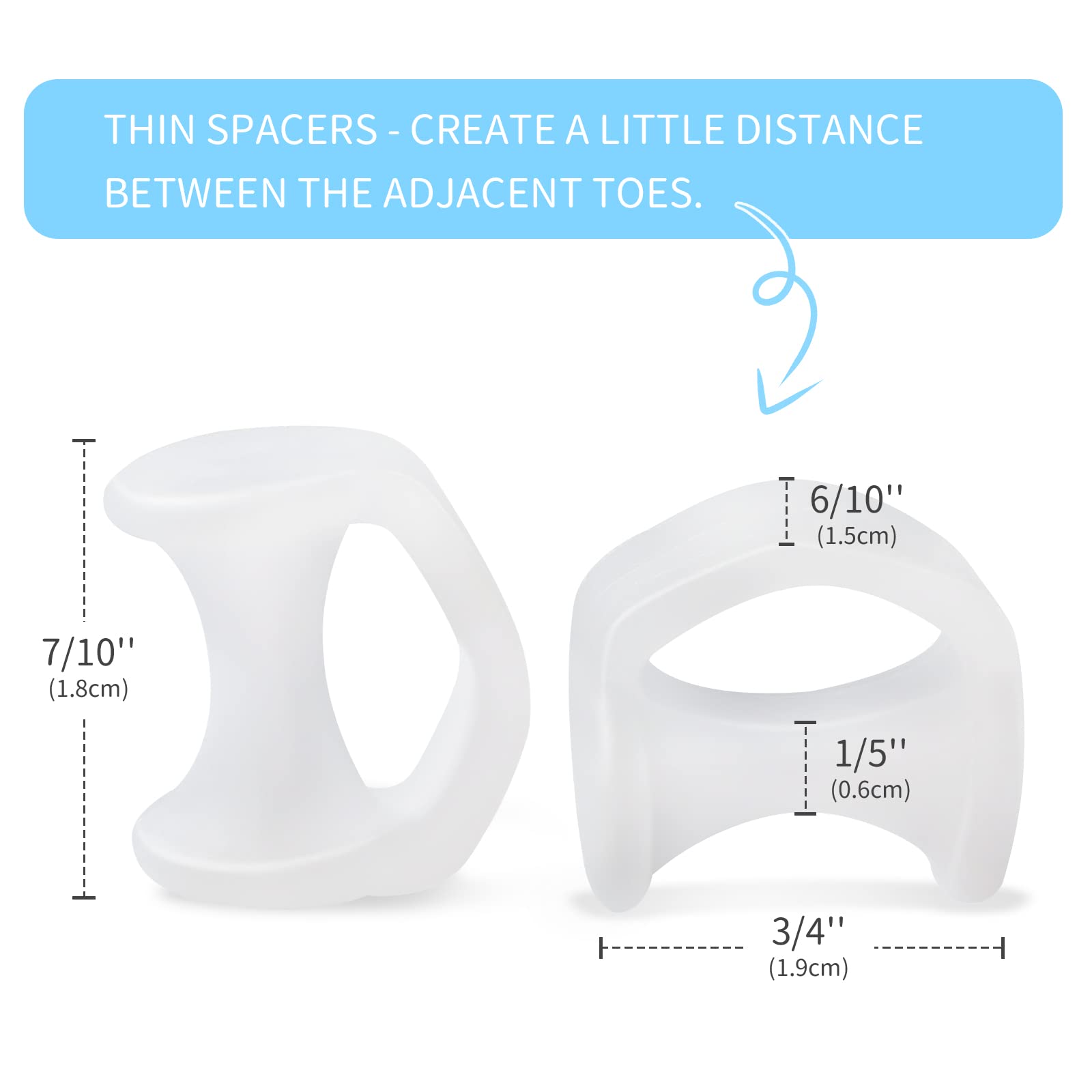 Povihome 10 Pack Pinky Toe Separators, Little Toe Spacers to Separate and Protect Pinky Toe or Smaller Toes, Relieve Pain from F