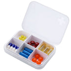ZDQZC Portable Pill Organizer - Slim Pill Box for Purse or Travel, Compact Pill Case(6 Compartment,White)