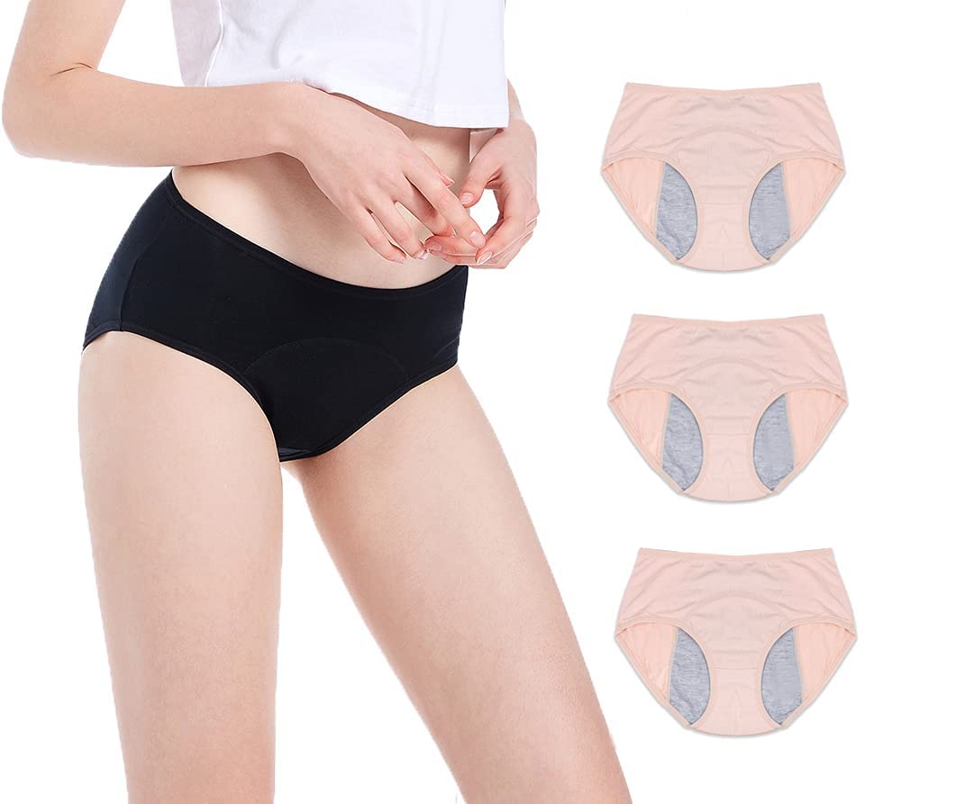 Leak Proof Protective Panties for Women/Girl Menstrual Period ,Heavy Flow,Postpartum Bleeding,Urinary inconvinence (Pack of 3) (