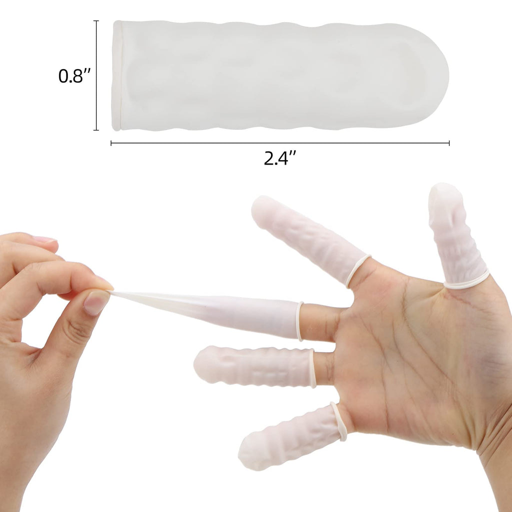 acDesign 300Pcs Finger Cots Medium Latex Finger Cots White Finger Protectors for Injured Finger,Cracked Finger,Sports