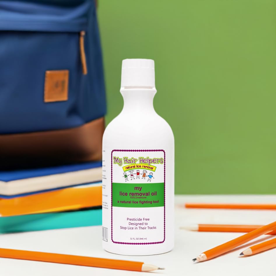 My Hair Helpers Dimethicone Oil for Head Lice | Kid-Safe | Addresses Louse and Nits, 32 fl Ounces | for 3-5 People