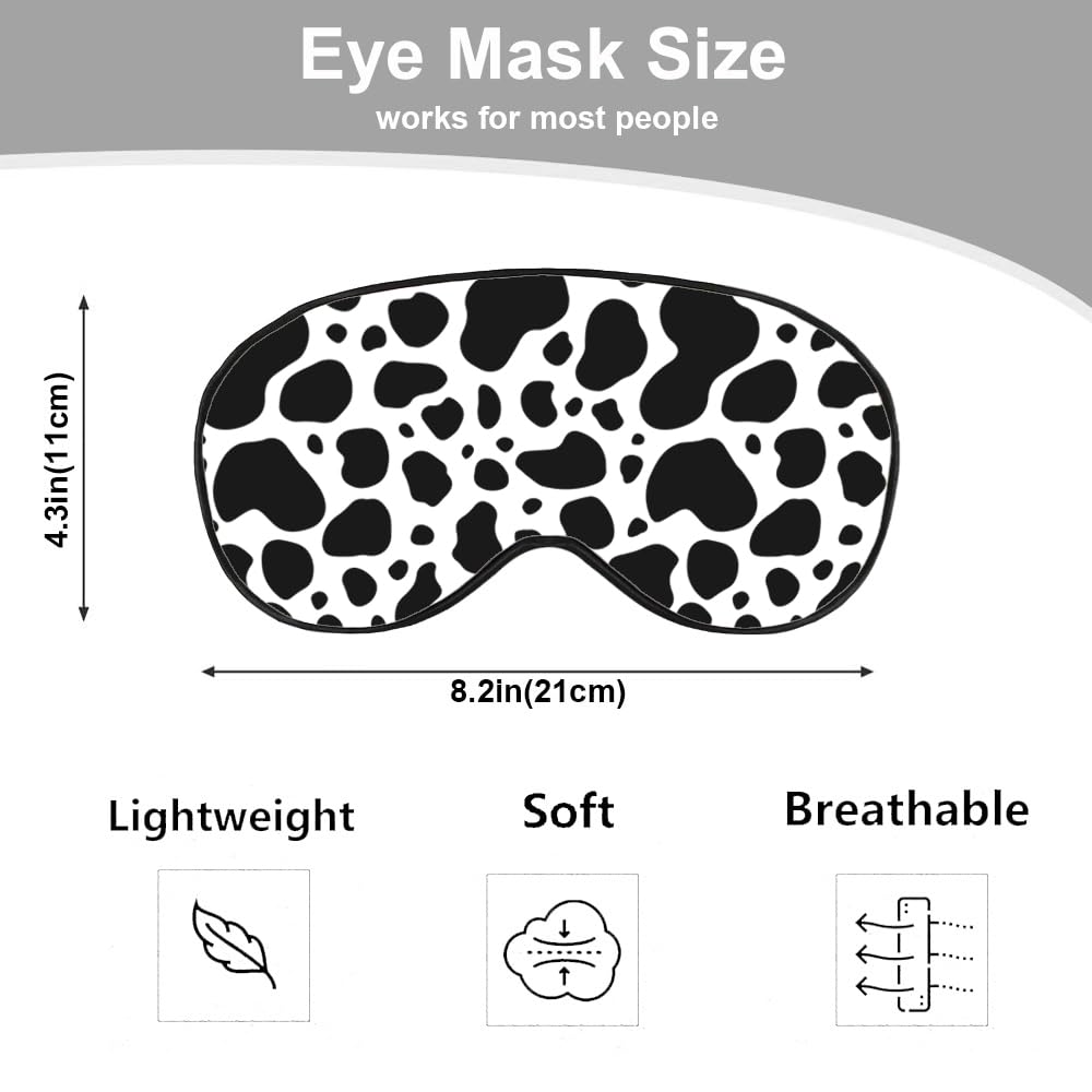 NOHSHE Cow Pattern Sleep Eye Mask Eye Cover Brown White Black Milk Chocolate Animal Spot Fur Silk Eye Mask for Sleeping with Adj