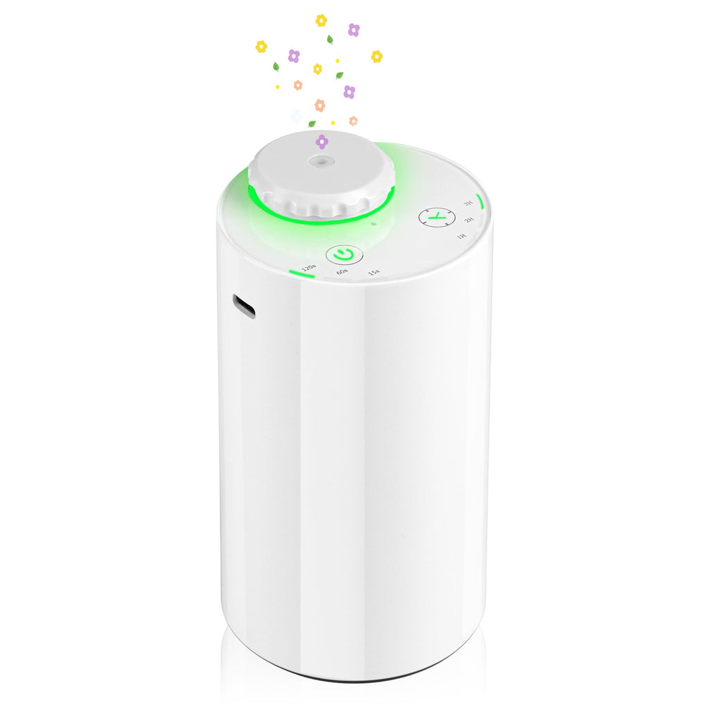 Waterless Diffuser for Essential Oil Nebulizer, 7 Colors LED Light, Battery Powered Mini Scent Air Machine, Aromatherapy Mist Di