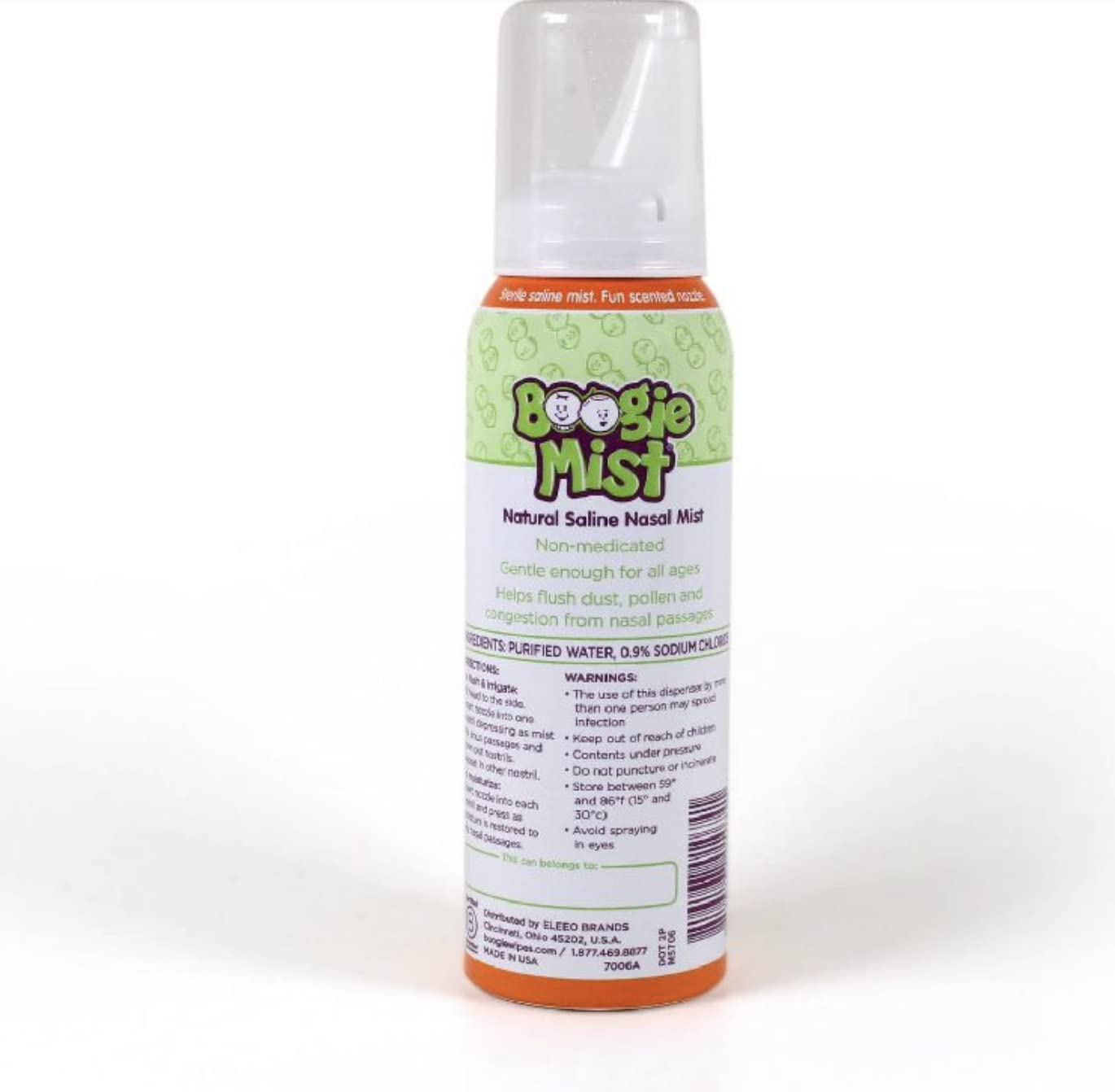 Boogie Baby Saline Nasal Spray Mist, Allergy Relief, Nasal Decongestant, FSA/HSA Eligible, Made with Natural Saline, Unscented,