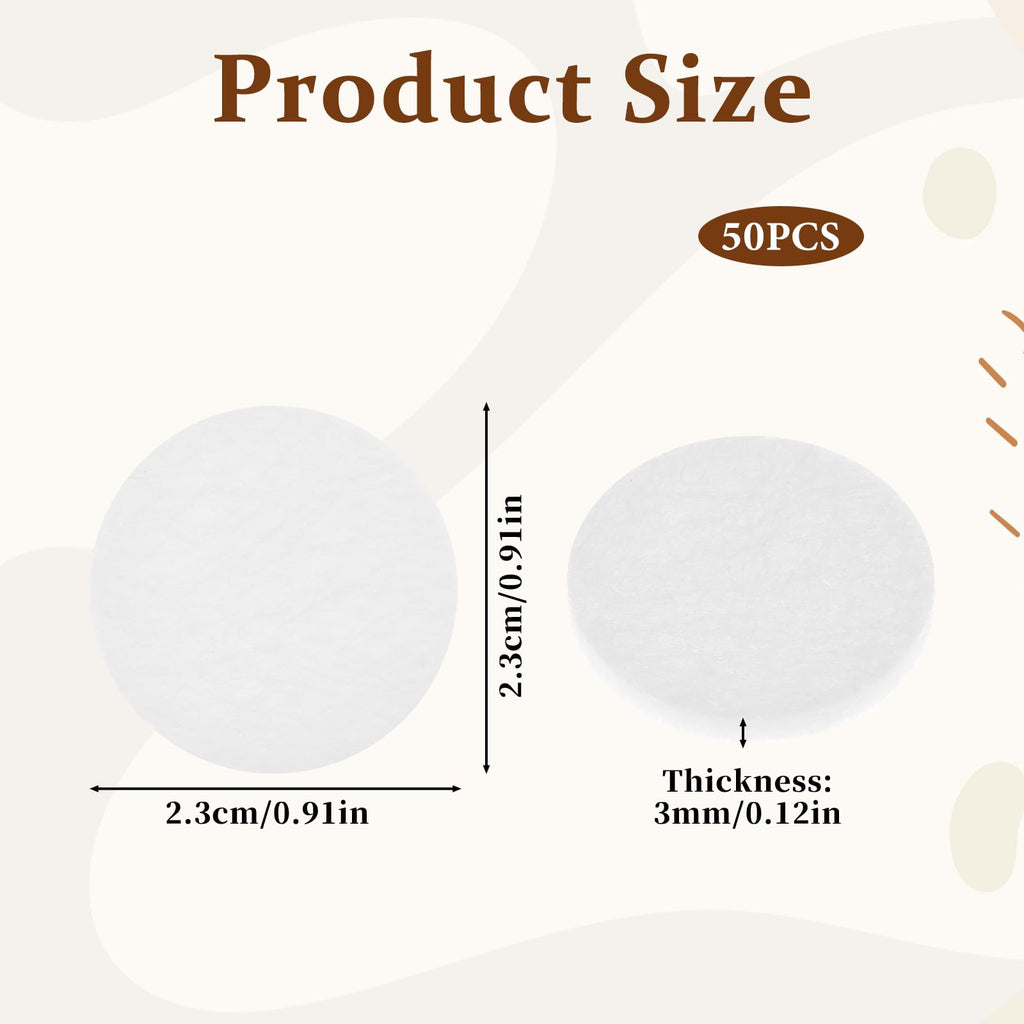 Diffuser Refill Pads, 50 Pcs 1 Inch Round Essential Oil Diffuser Pad Mini Microfibre Air Filter Scent Pads Unscented Pad for Hum