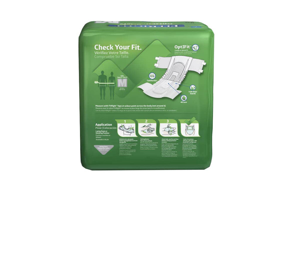 FitRight OptiFit Ultra Adult Briefs, Incontinence Diapers with Tabs, Heavy Absorbency, Medium, 32 to 44, 20 Count