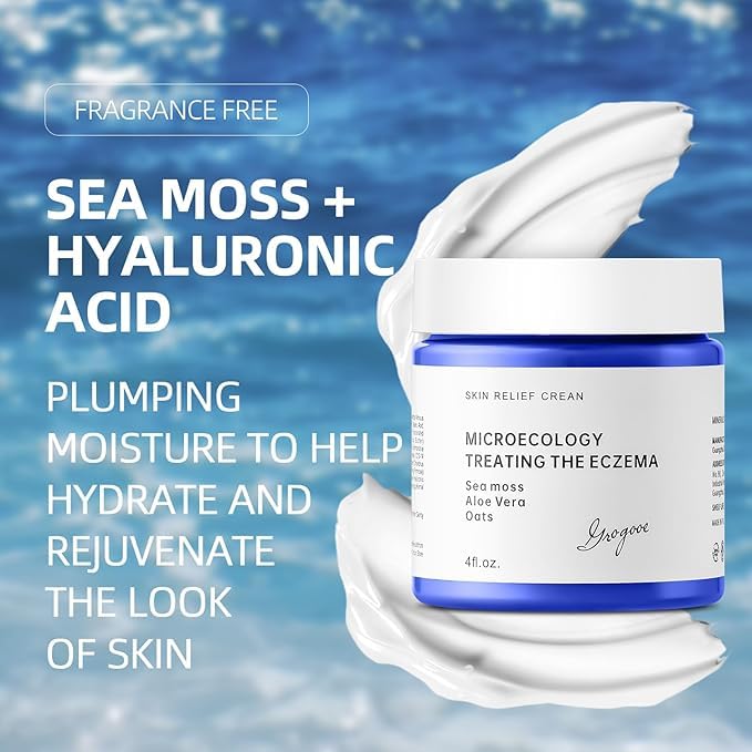 Natural Soothing Eczema Cream | Made with Sea Moss & Oats for Sensitive Skin - Hydrate Eczema Cream for Dry Skin - 4FL oz