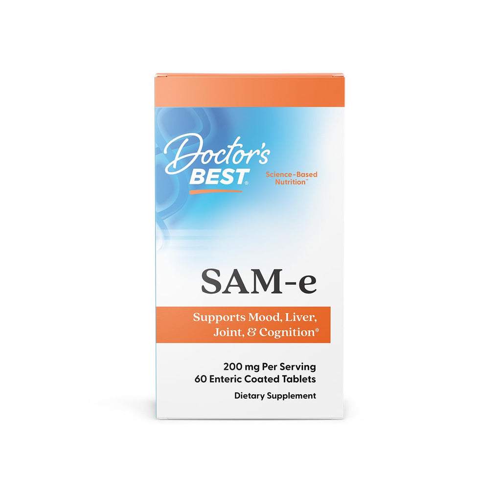 Doctors Best SAM-e Mood & Joint Support & Liver Health (Pharmaceutical Grade/Non-GMO/Gluten Free/Vegetarian), Tablet, 60 Count 