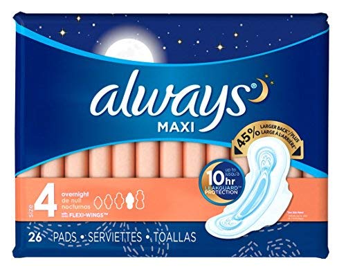 Always Pads Size 4 Maxi 26 Count Overnight (Pack of 2)
