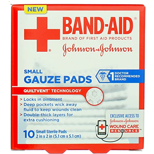 BAND-AID Brand CUSHION-CARE Gauze Pads 2in x 2in, 10 count