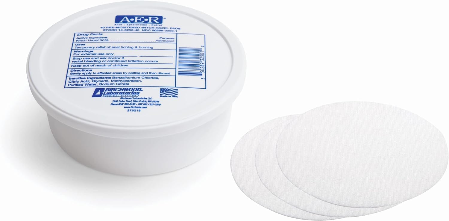 BIRCHWOOD Laboratories A-E-R Pre-Moistened Witch Hazel Pads, 160 Count (Pack of 4)