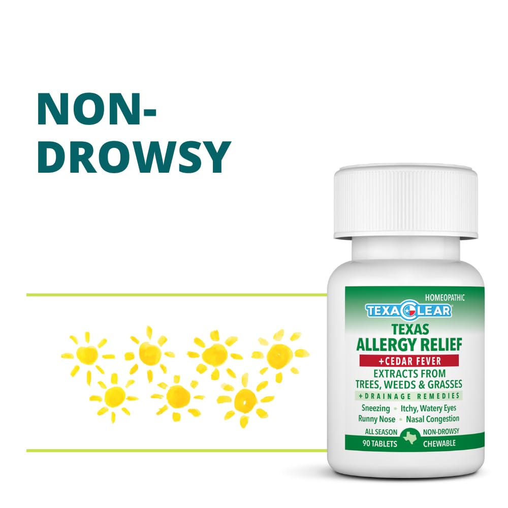 TexaClear Homeopathic All Season + Cedar Allergy Relief Tablets for Texas Allergies - Non-Drowsy, Safe and Effective Remedy - Ov