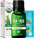 Gya Labs USDA Certified Organic Tea Tree Essential Oil for Hair - 100% Pure Natural Australian Organic Tea Tree Oil for Skin, Fa