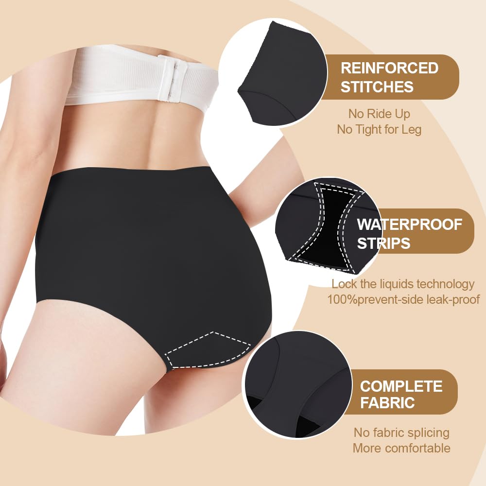 BATTEWA Incontinence Underwear for Women Seamless Washable, Leak Proof Underwear, High Absorbency Panties, Bladder Leak Underwea