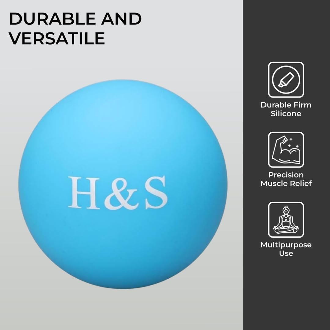 H&S 2 x Silicone Lacrosse Ball - Foot Massage Ball - Massage Balls for Back - Trigger Point Muscle Roller & Hand Exercise Set fo
