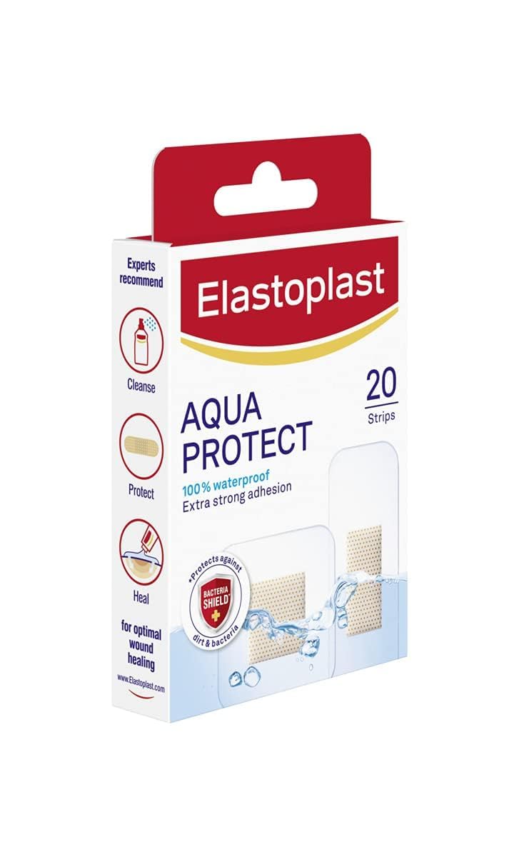 Elastoplast Aqua Protect Plasters 100% Waterproof (20), Waterproof Plasters Ideal for Washing, Showering, Bathing and Swimming P