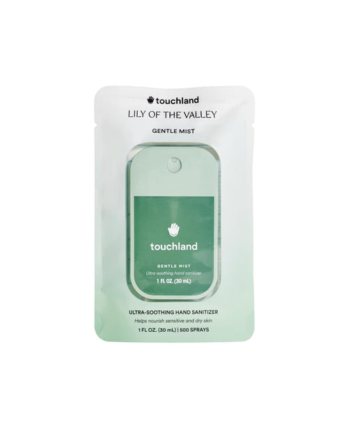 Touchland Gentle Mist Ultra-Soothing Hand Sanitizer Spray, Lily Of The Valley scented, 500-Sprays each, 1FL OZ Travel Size