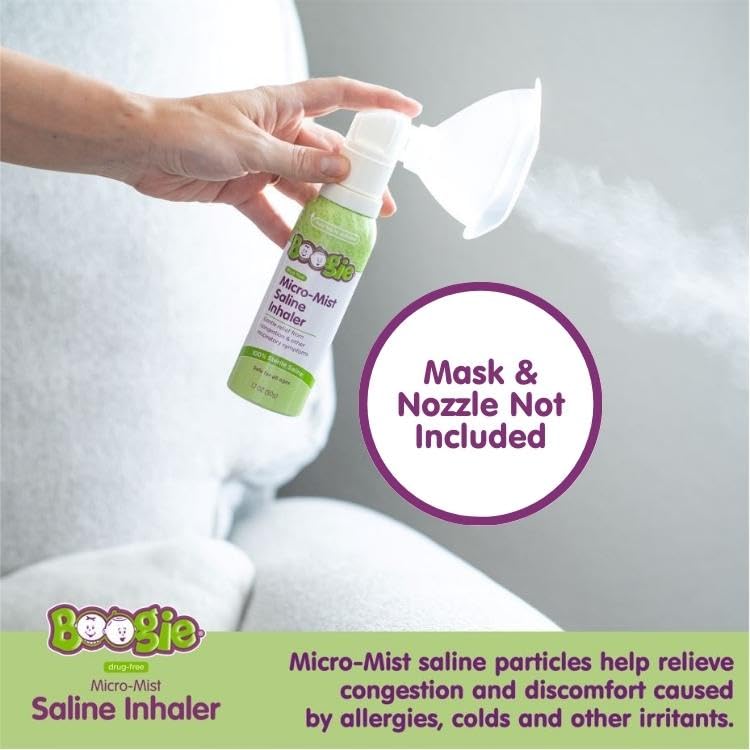 Boogie Micro-Mist Saline Inhaler Refill, 1.7oz Unscented - Pack of 2