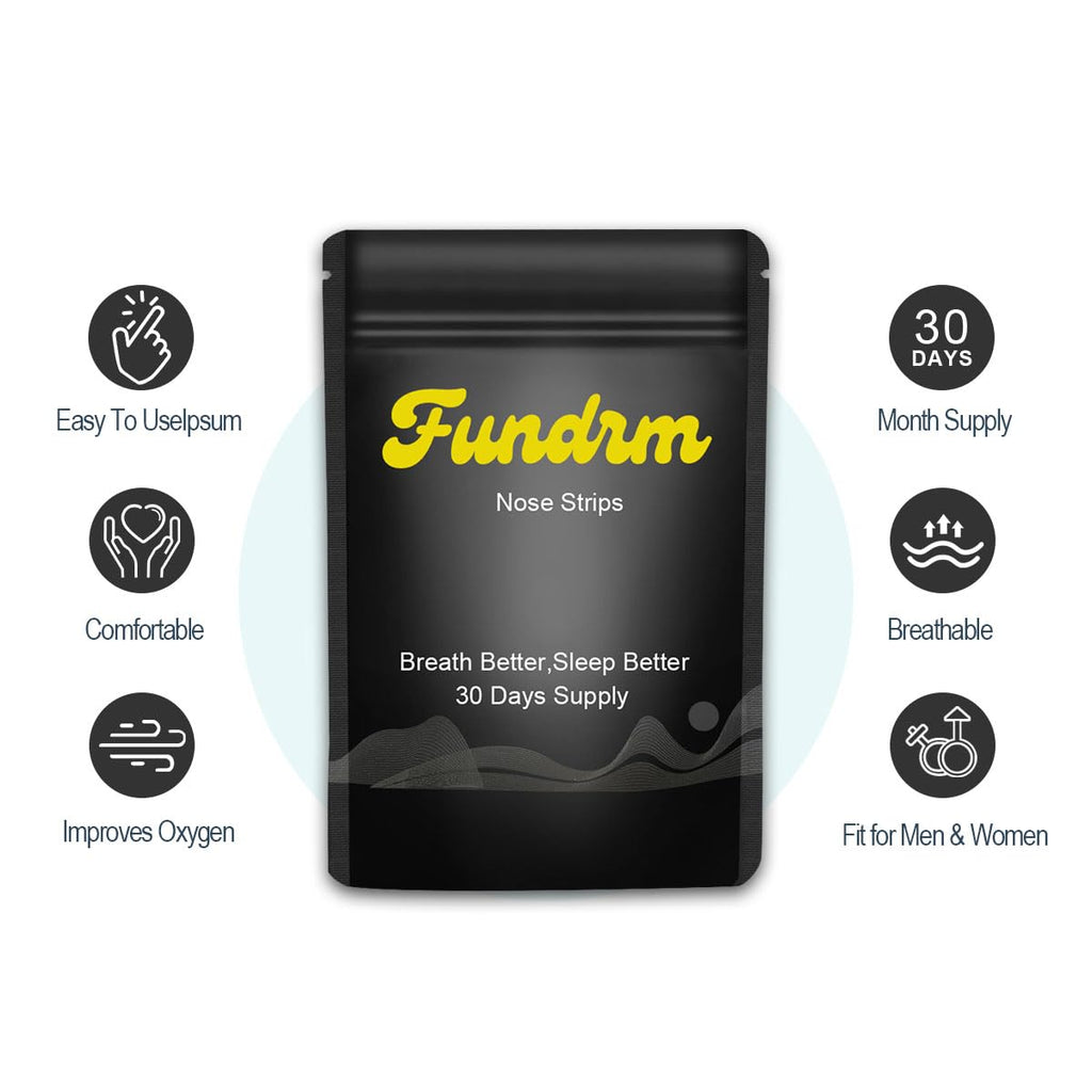 FUNDRM Nasal Strips for Anti Snoring for Men, Women Nose Tapes for Breathing Increased Airflow Nasal Congestion Nose Adhesive fo
