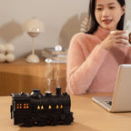 Train Humidifier with Essential Oil Diffuser - 300ML Large Capacity Ultrasonic Dual Mist Output, 4Color LED Night Light with Rem