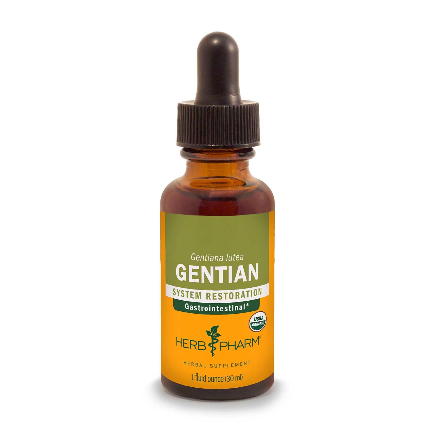 Herb Pharm Certified Organic Gentian Liquid Extract for Digestive Support - 1 Ounce