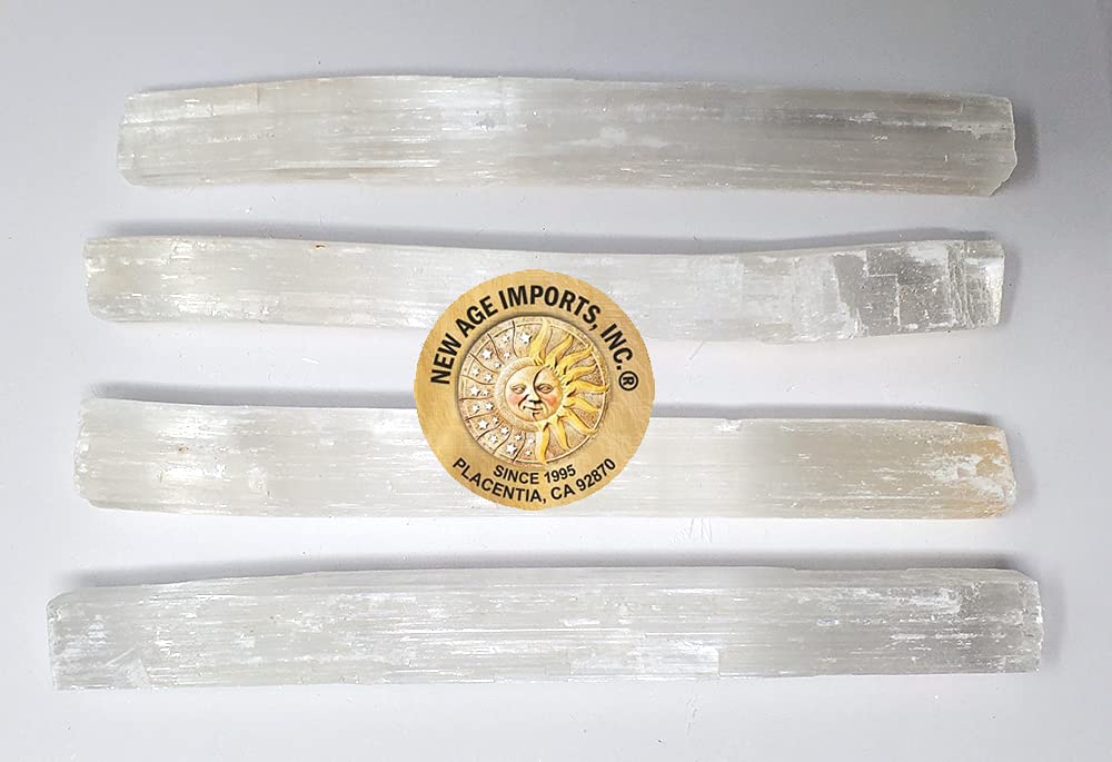 New Age Imports, Inc. ~ Premium Quality Selenite Sticks 7-8'' Size- 1 LB. Great for Wicca, Reiki, Healing, Metaphysical, Chakra,