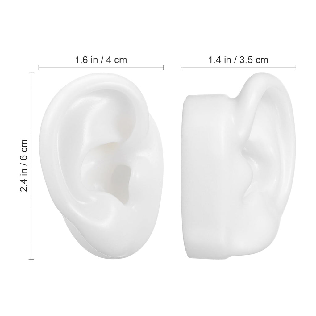 POPETPOP Soft Silicone Ear Model, Ear Model Simulation Display Props Teaching Tools Jewelry Display Earrings 1Pair Size L, White