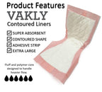 Vakly Extra Large Super-Absorbent Contoured Hospital Style Pad Liners [Pack of 20] 7 Wide X 14 Long - Maternity Pads for Heavier