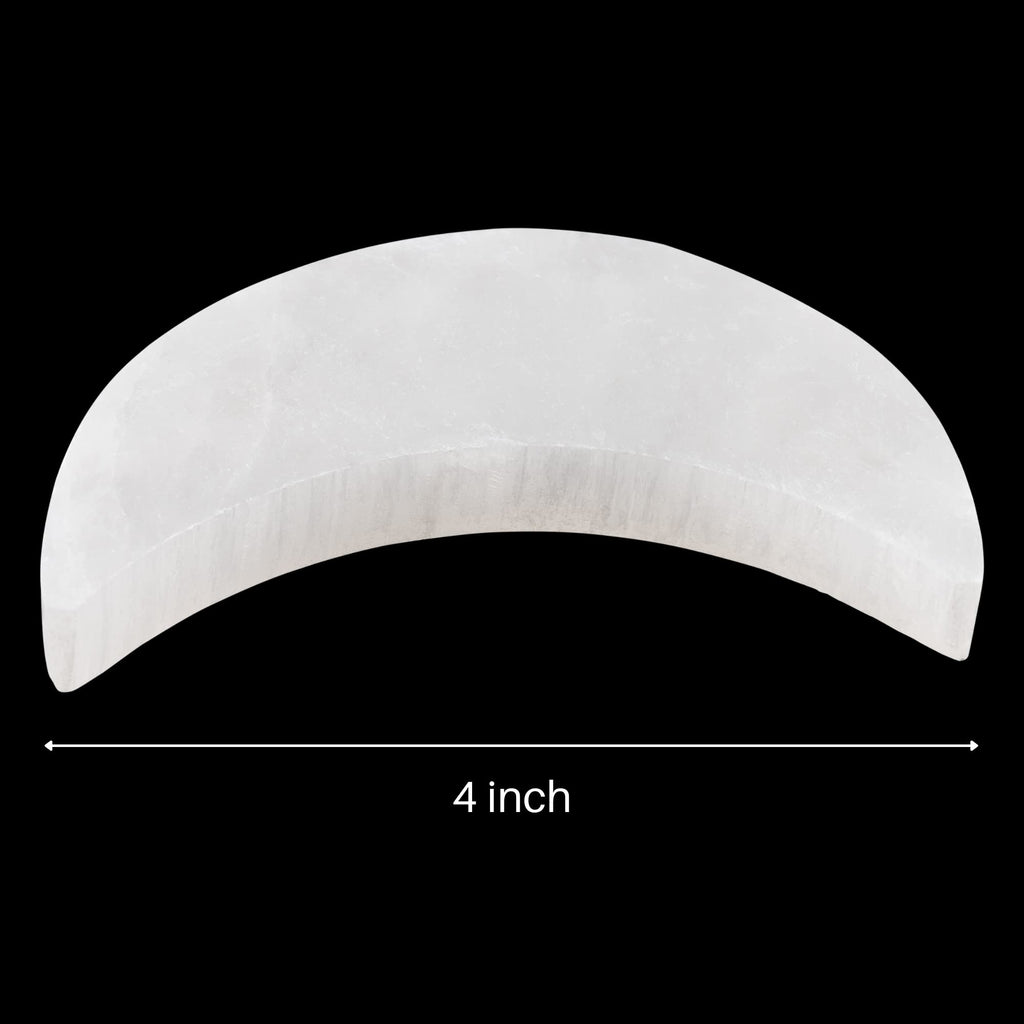 Selenite Charging Plate - 4 Moon Selenite Crystal - Mined and Crafted in Morocco - Ideal for Cleansing and Recharging Crystals a